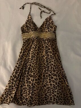 y2k leopard gold belt babydoll top or dress